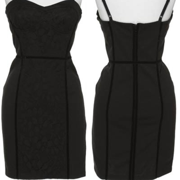 🖤 New 5 / 6 Jessica Simpson Little Black Corset Dress Mini Short Lace & Velvet - Picture 2 of 10